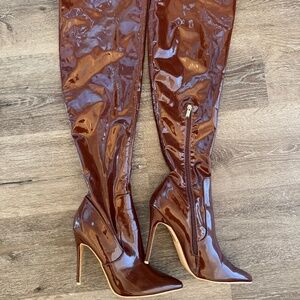 Knee-High Brown Heel Boots